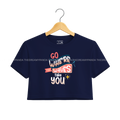 Go where the Waves take You - Navy Blue Crop top for Women- The Dreamy Panda