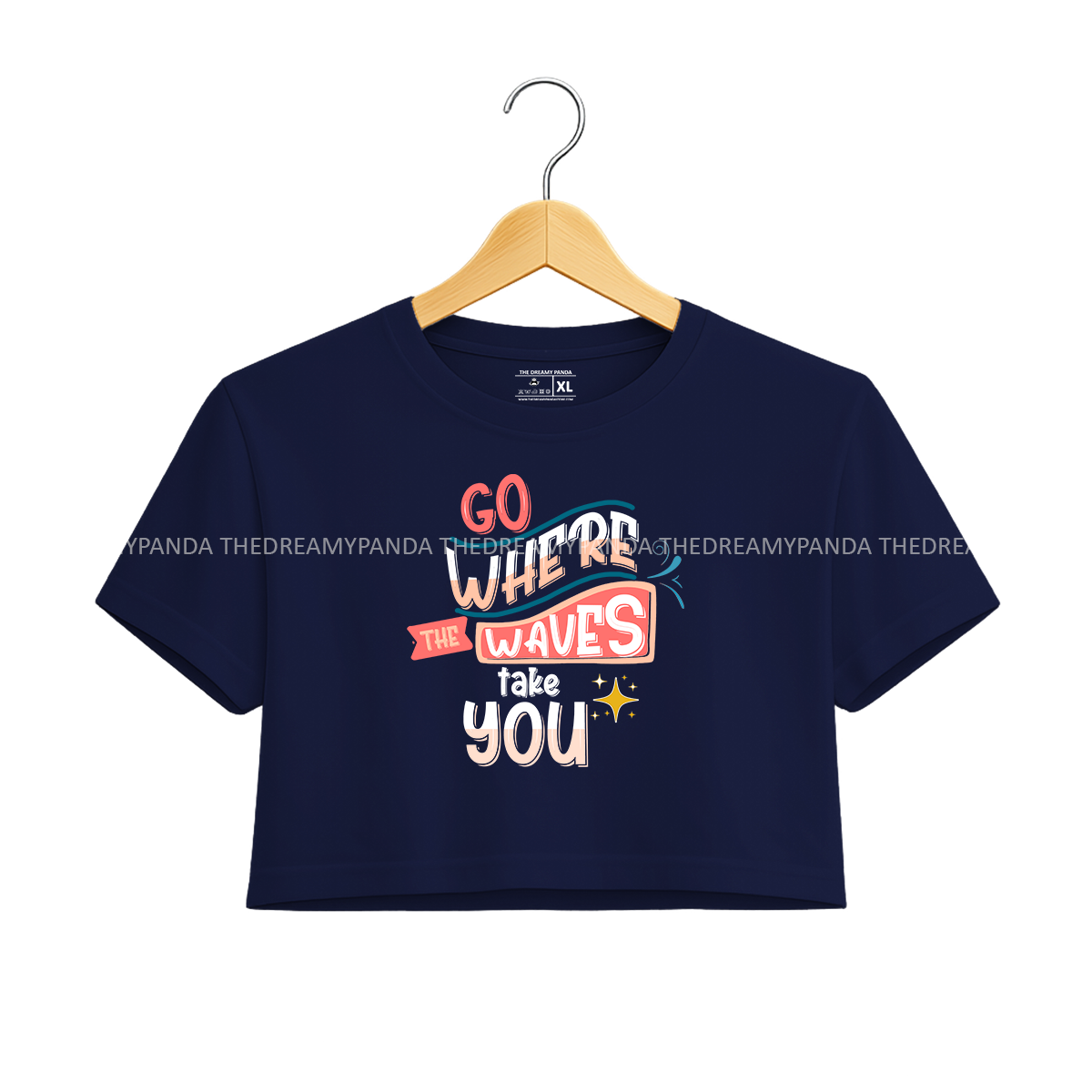 Go where the Waves take You - Navy Blue Crop top for Women- The Dreamy Panda