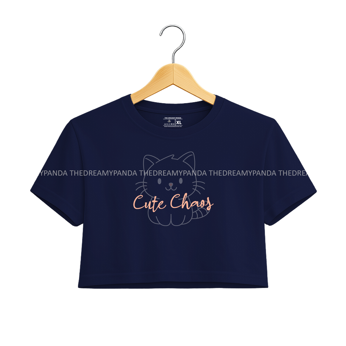 Cute Chaos - Navy Blue Crop top for Women - The Dreamy Panda