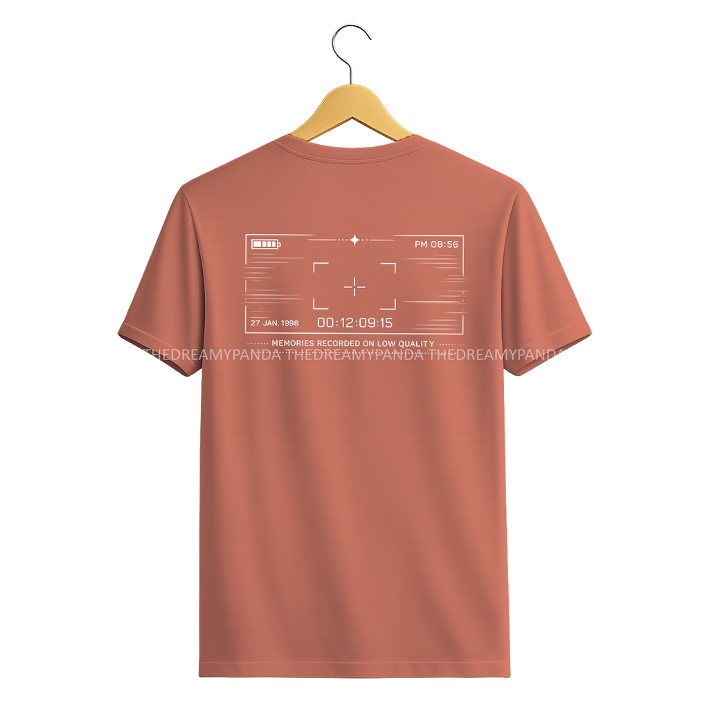Memories Recorded on Low Quality - Front and Back Print - Half sleeve Tshirt - The Dreamy Panda