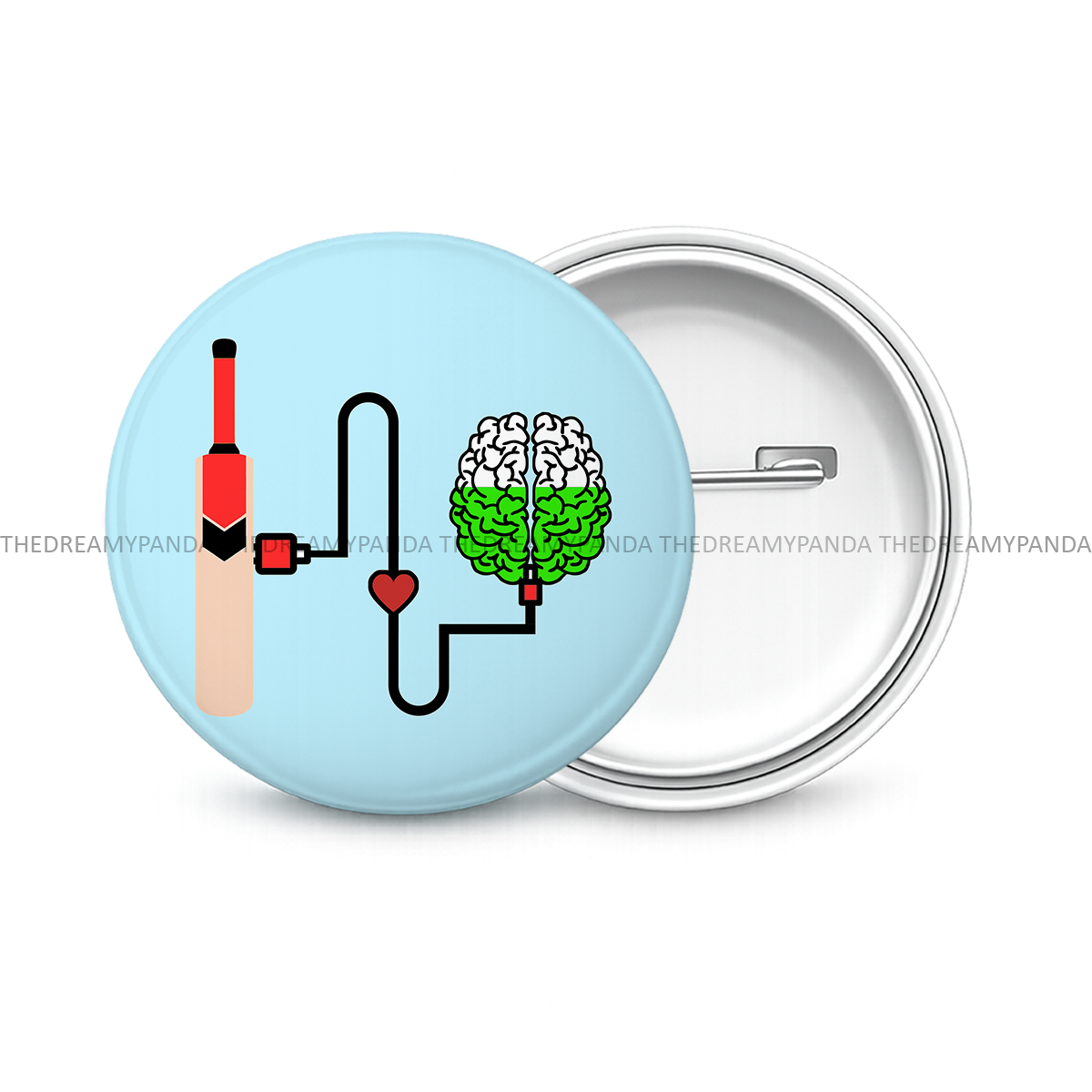 Brain Recharge - Cricket -  Round Button Badge - The Dreamy Panda