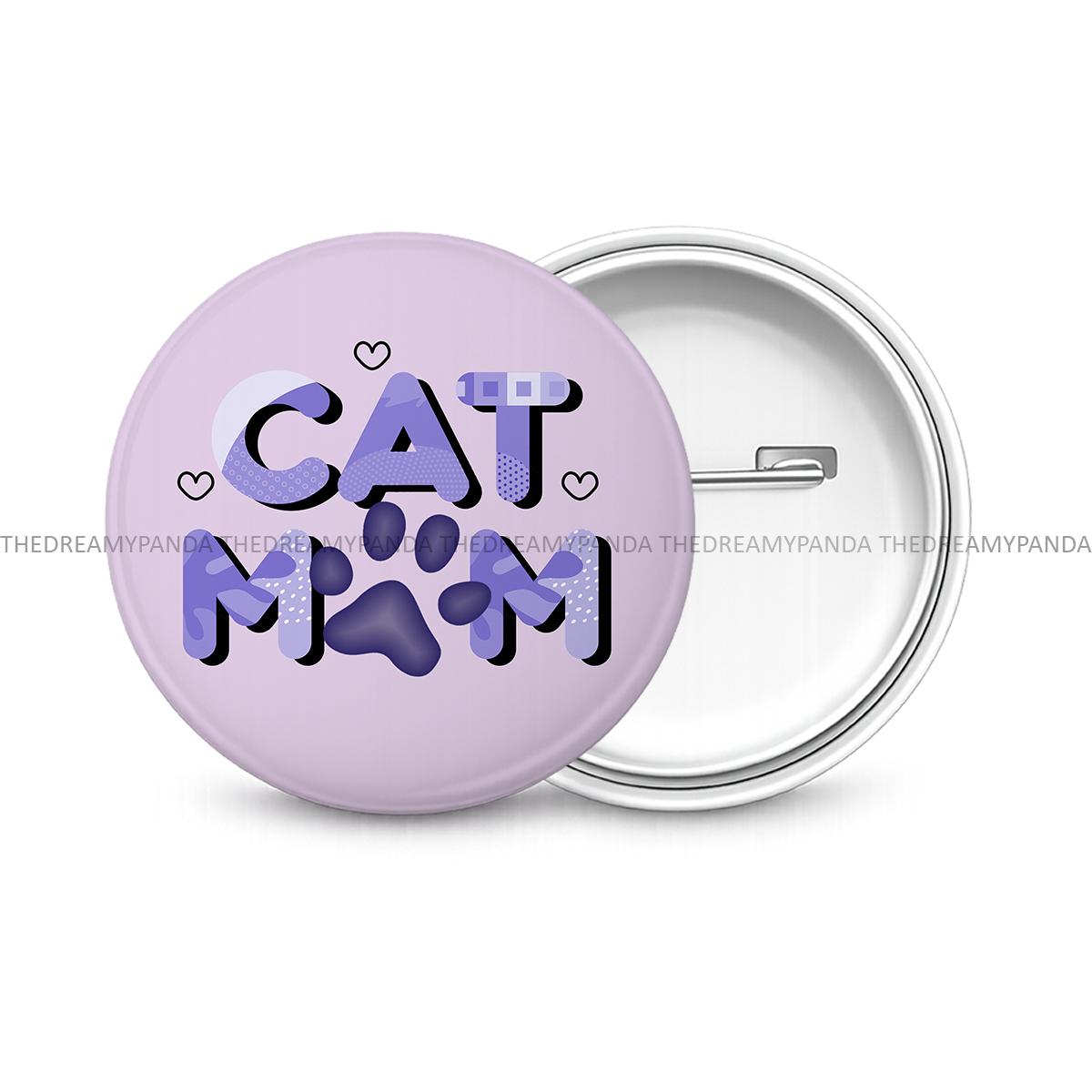 Cat Mom - Round Button Badge - The Dreamy Panda