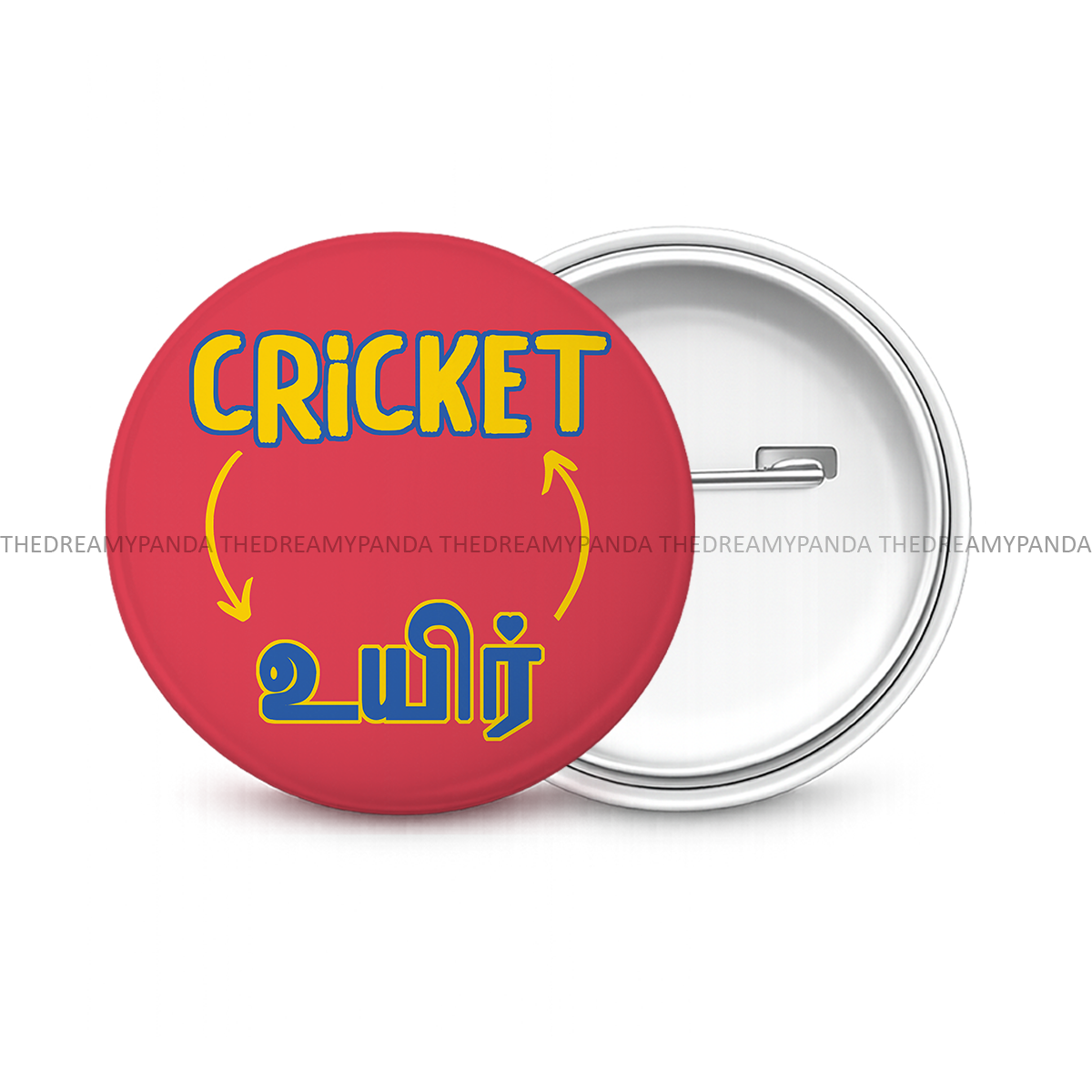 Cricket<-->Uyir - Round Button Badge - The Dreamy Panda