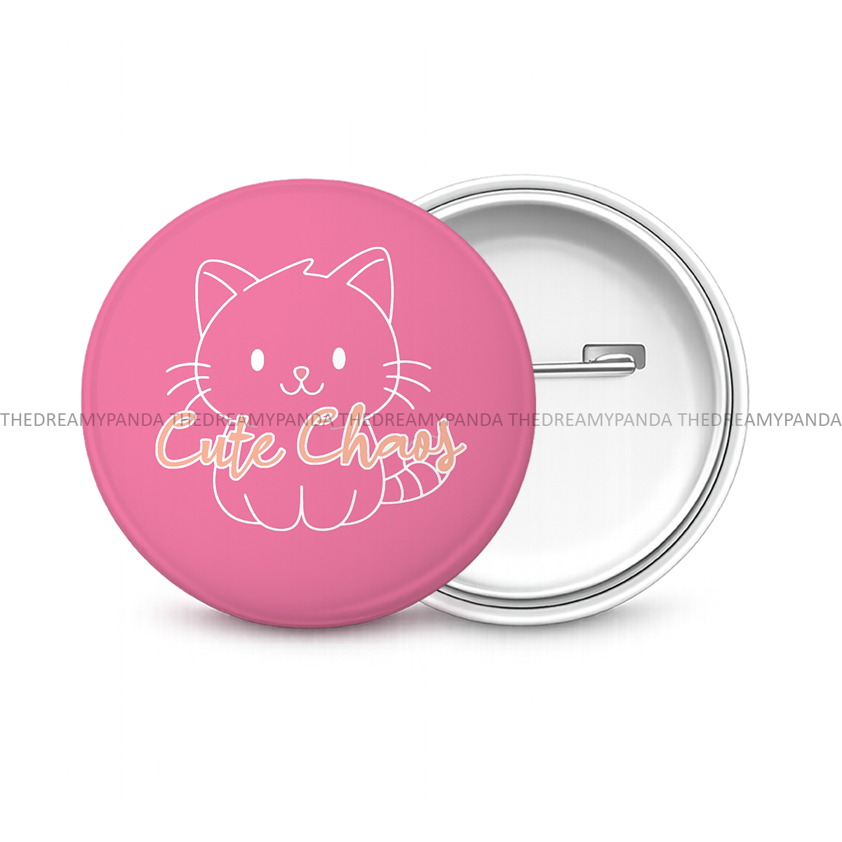 Cute Chaos - Cat - Round Button Badge - The Dreamy Panda