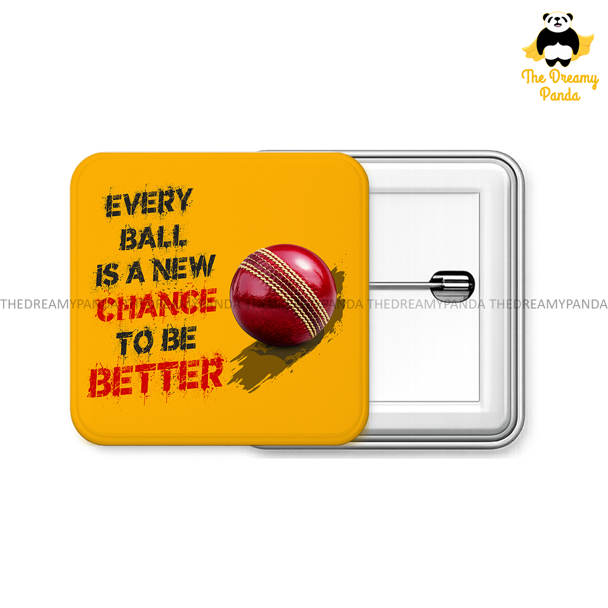Every Ball is a New Chance to be Better - 50mm Square Badges - The Dreamy Panda