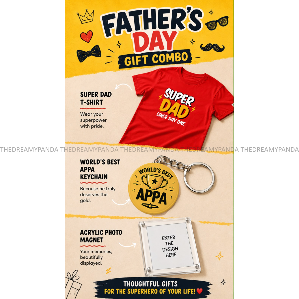 Father's Day Super Combo - T-shirt, Keychain and Acrylic Fridge Magnet