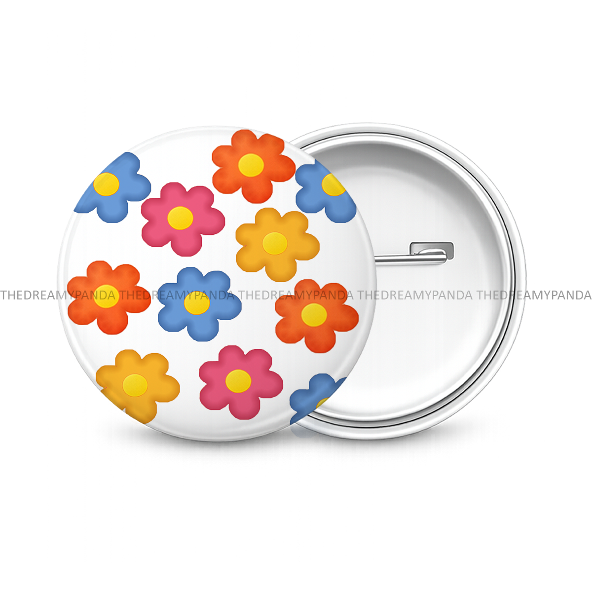 Floral Pattern - Round Button Badge - The Dreamy Panda