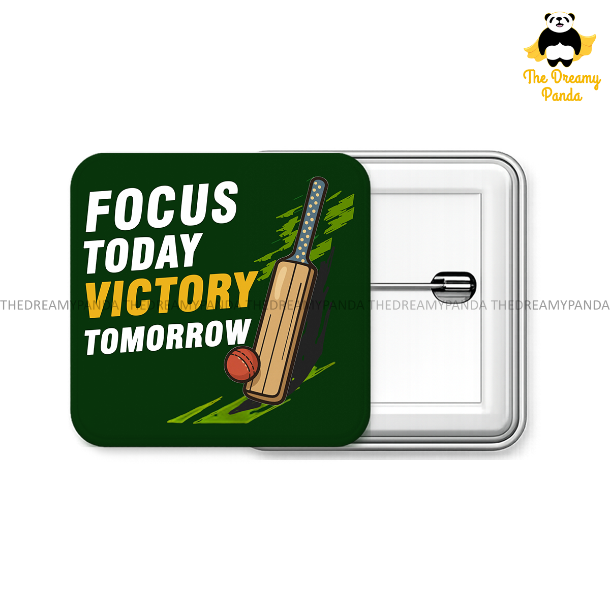 Focus Today Victory Tomorrow - 50mm Square Badges - The Dreamy Panda