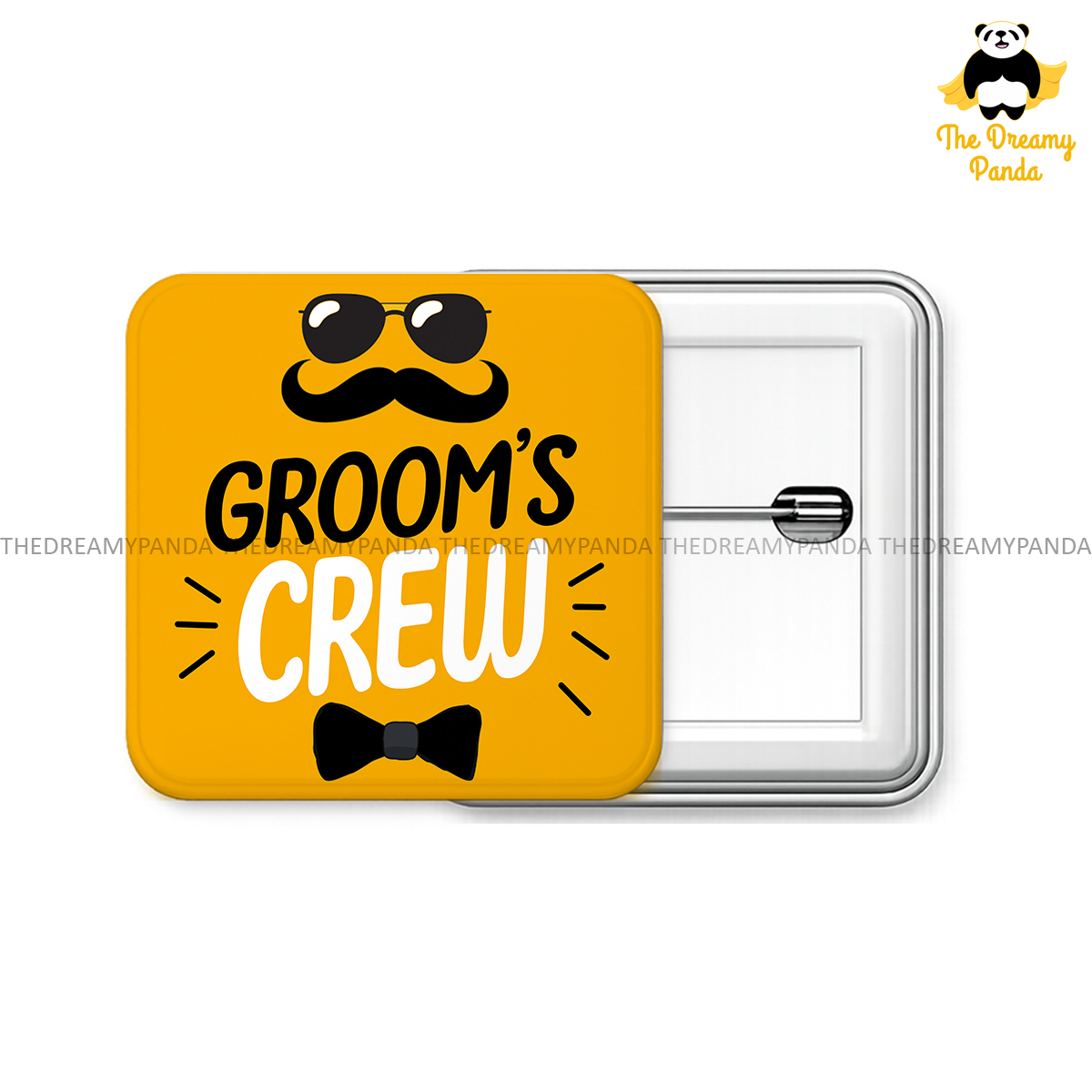 Groom's Crew - Wedding - 50mm Square Badges - The Dreamy Panda