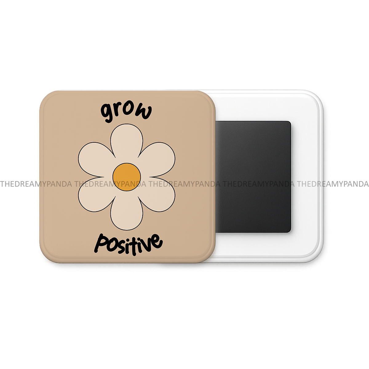 Grow positive - Motivational Square Fridge Magnet - The Dreamy Panda