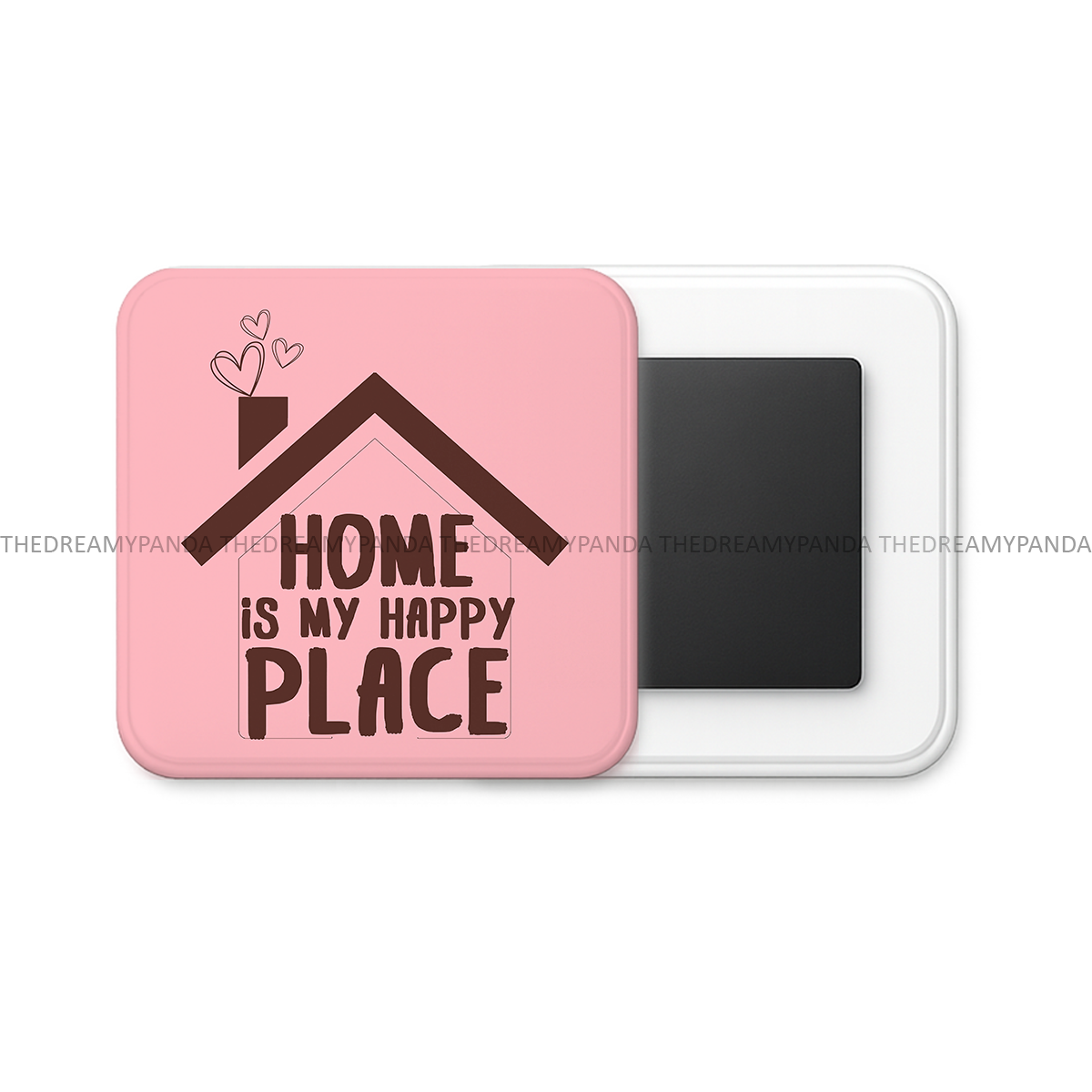 Home is My Happy Place - Square Fridge Magnet - The Dreamy Panda