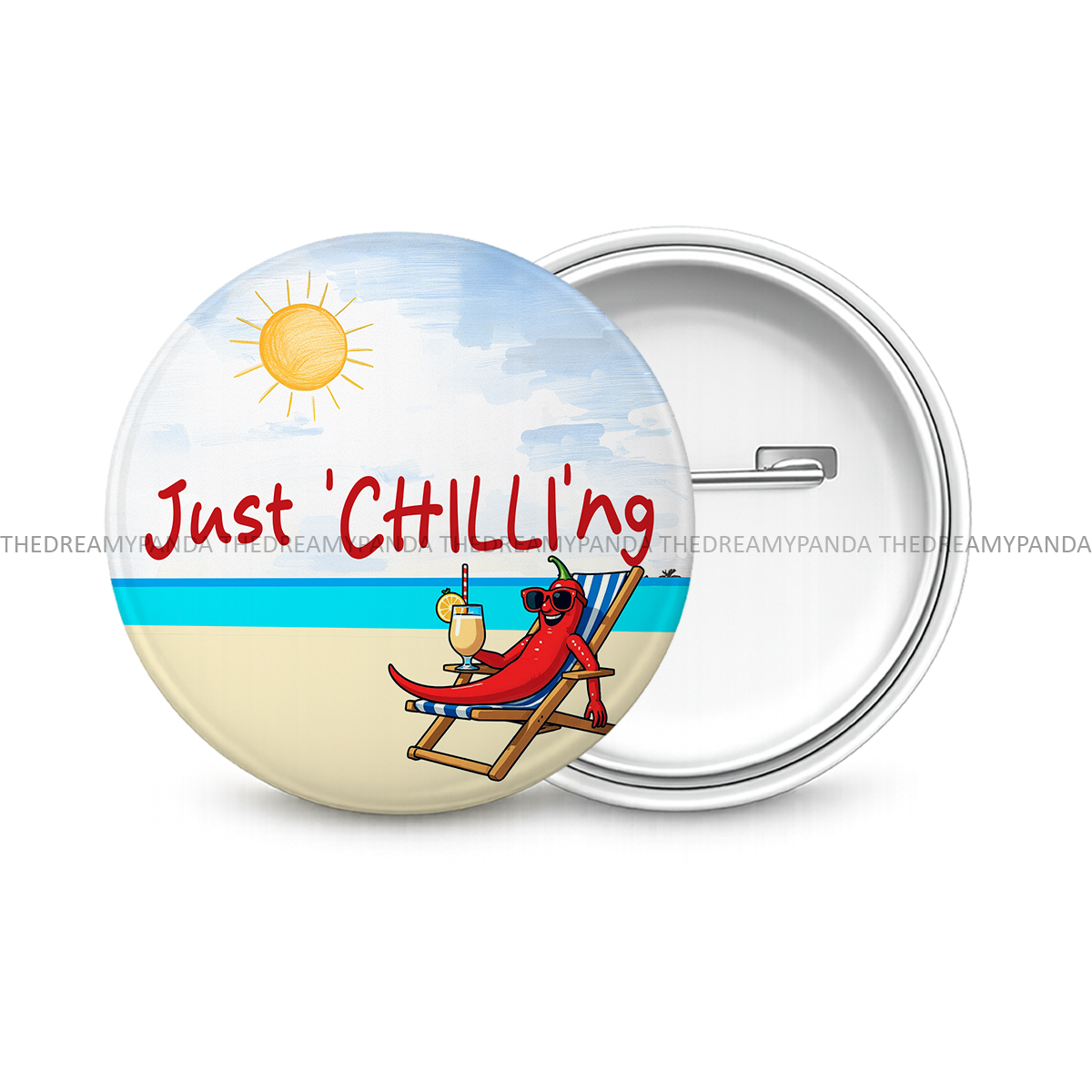 Just Chilling - Round Button Badge - The Dreamy Panda