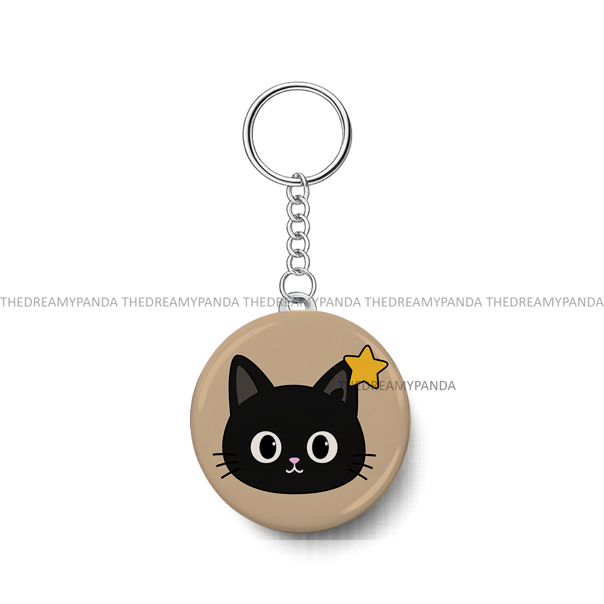 Kawaii Black Cat - Round Keychains - The Dreamy Panda