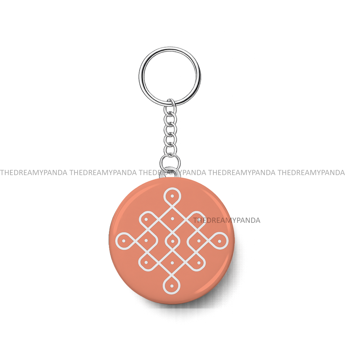Kolam Rangoli design - Round Keychains - The Dreamy Panda