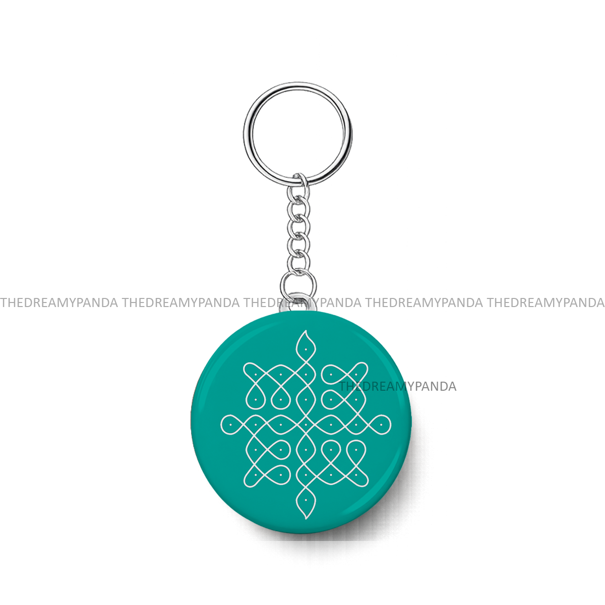 Kolam Rangoli design - Round Keychains - The Dreamy Panda