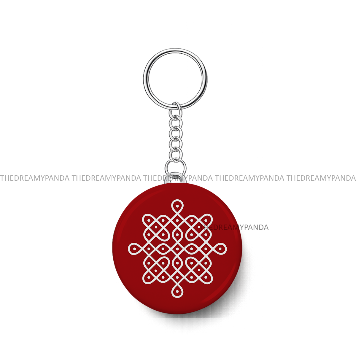 Kolam Rangoli design - Round Keychains - The Dreamy Panda