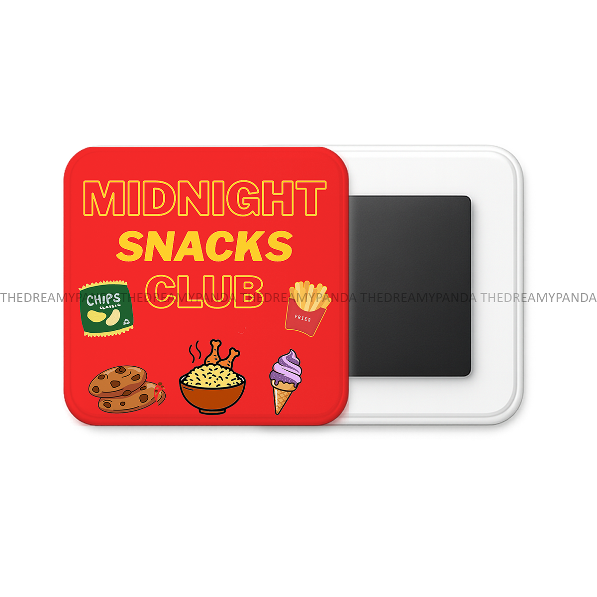 Midnight Snacks Club - Square Fridge Magnet - The Dreamy Panda
