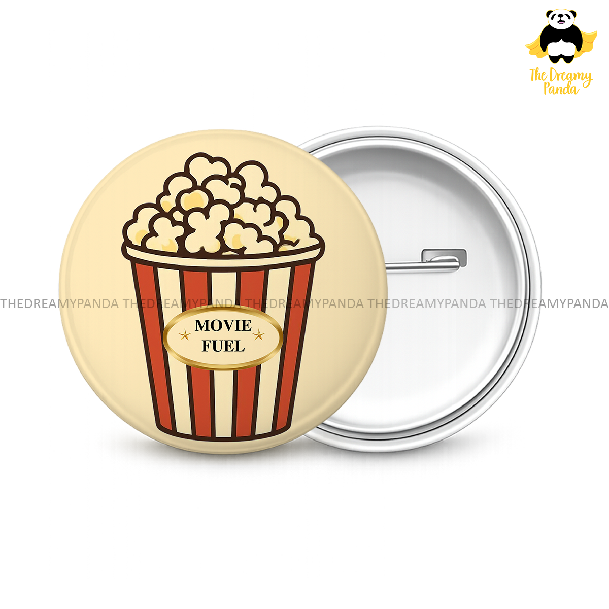 Movie Fuel Popcorn -Cinema Round Button Badge - The Dreamy Panda