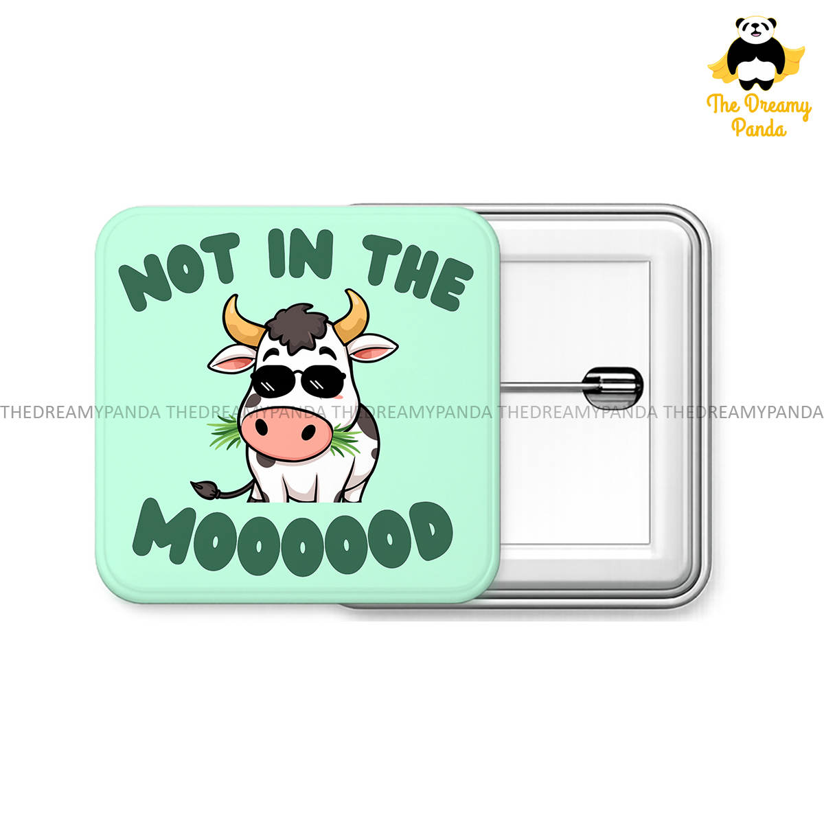 Not in the Mood - 50mm Square Badges - The Dreamy Panda