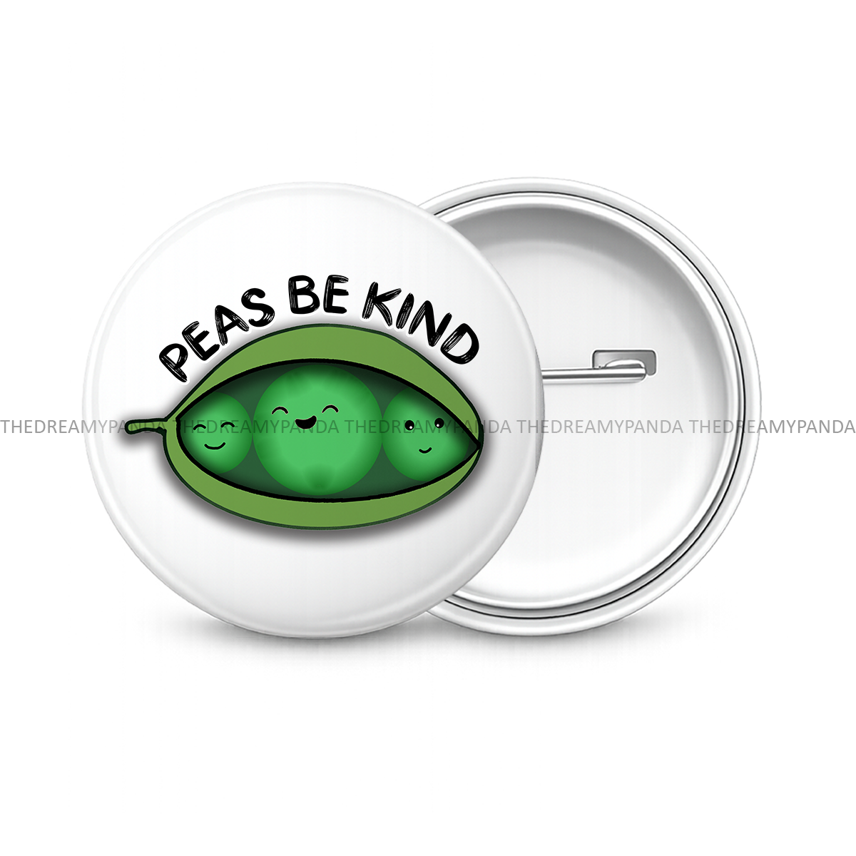 Peas be Kind - Round Button Badge - The Dreamy Panda