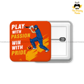 Play with Passion Win with Pride - Cricket - 50mm Square Badges - The Dreamy Panda