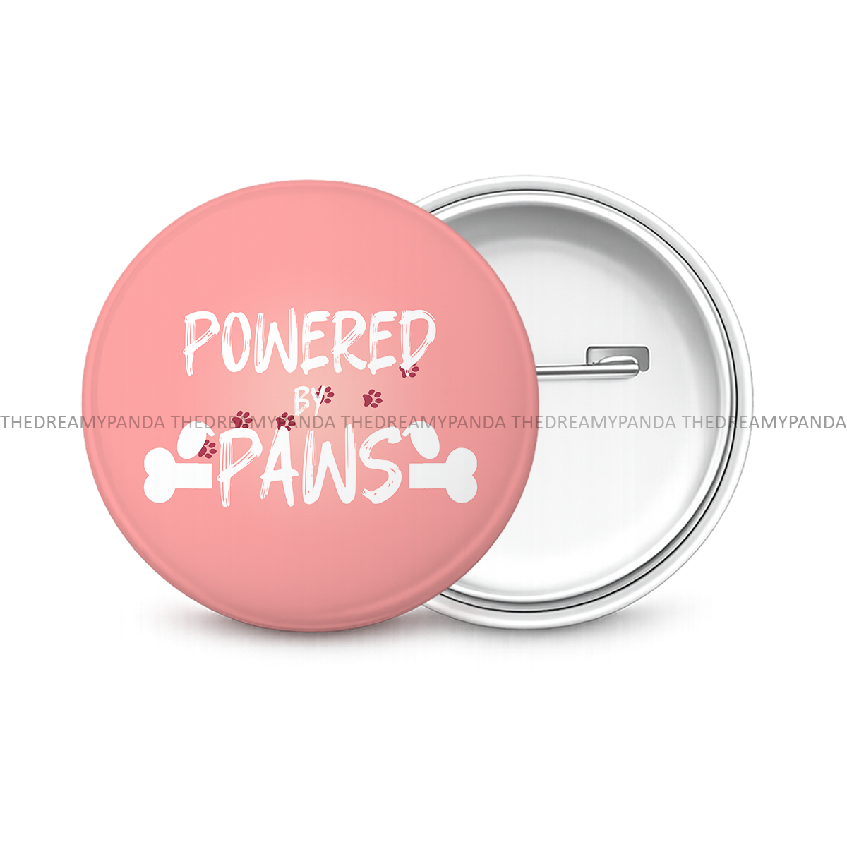 Powered By Paws - Round Button Badge - The Dreamy Panda