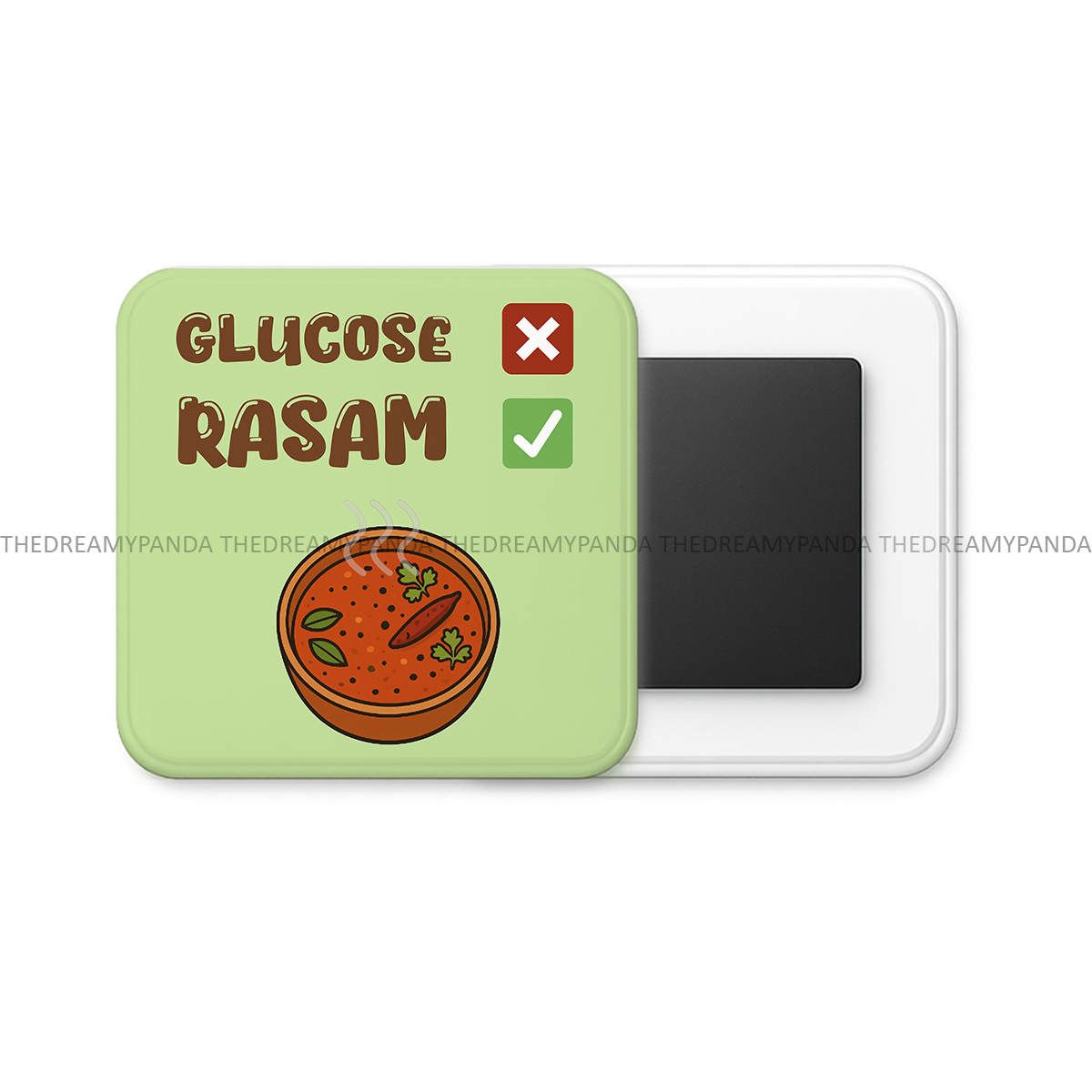 Rasam = Glucose - Square Fridge Magnet - The Dreamy Panda