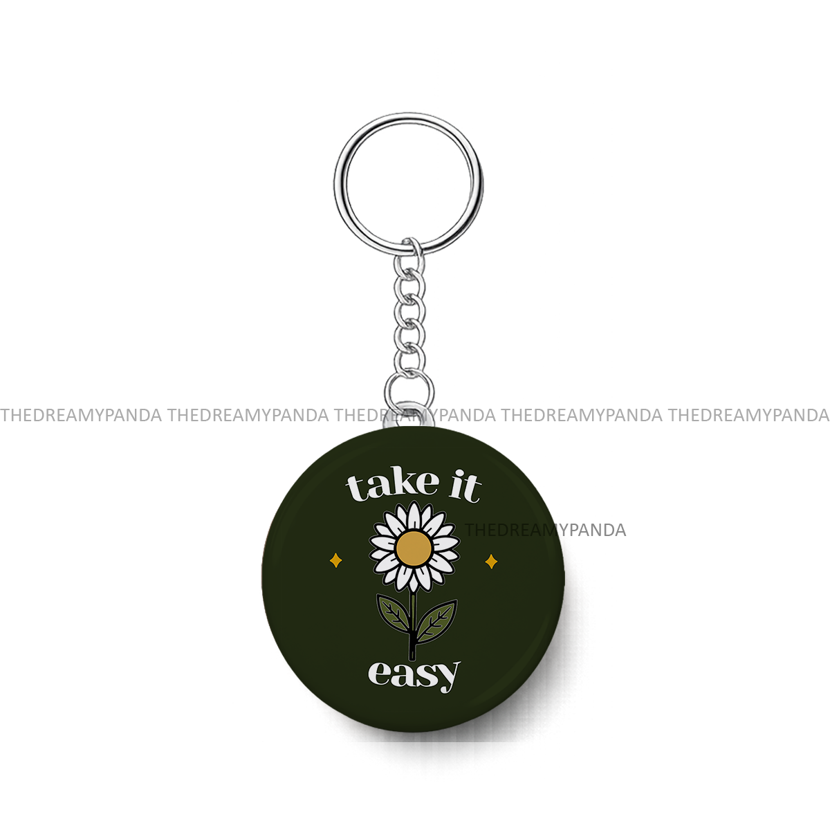 Take it Easy - Motivational Round Keychains - The Dreamy Panda