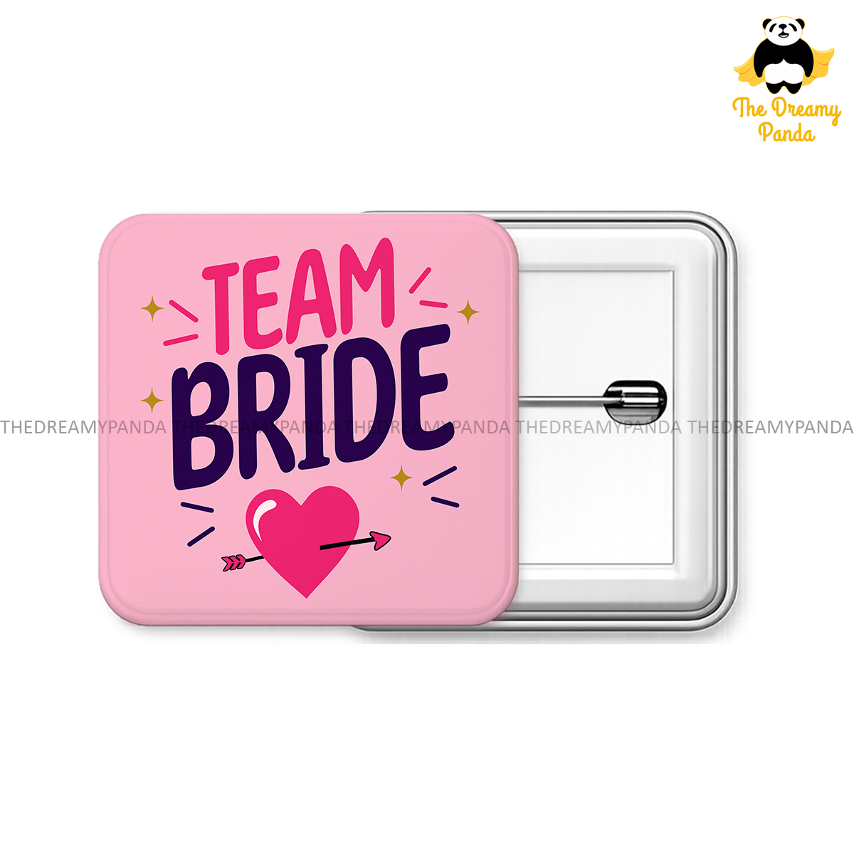 Team Bride - Wedding - 50mm Square Badges - The Dreamy Panda