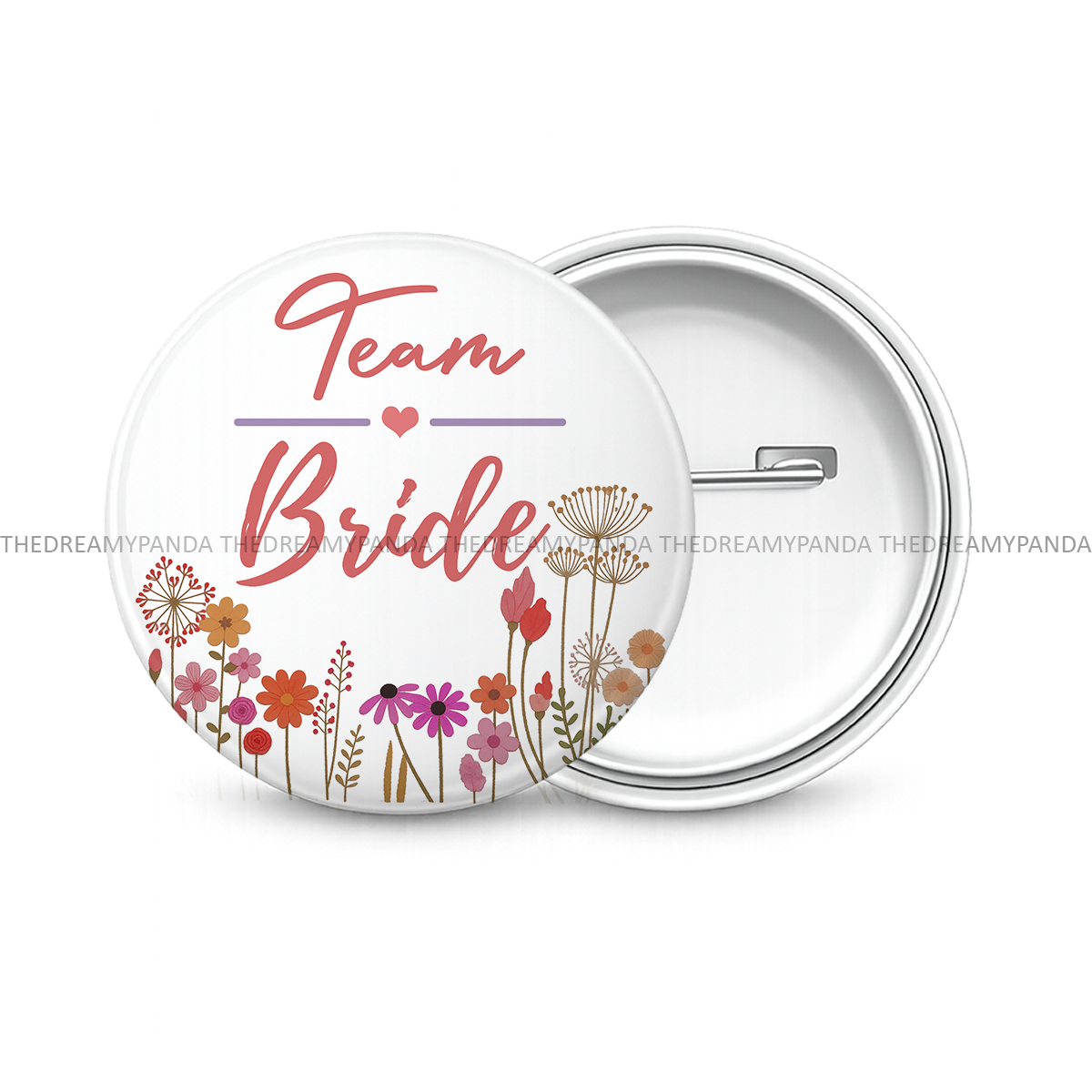 Team Bride - Round Button Badge for Weddings - The Dreamy Panda
