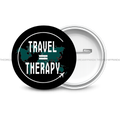 Travel=Therapy - Round Button Badge - The Dreamy Panda