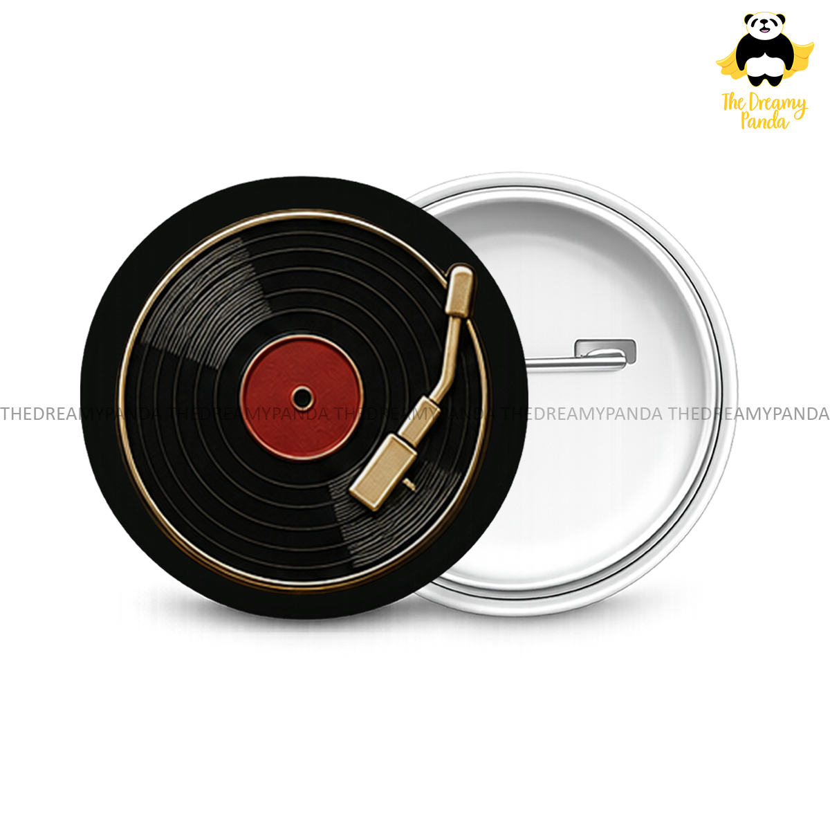 Vinyl Record -Cinema - Music Round Button Badge - The Dreamy Panda